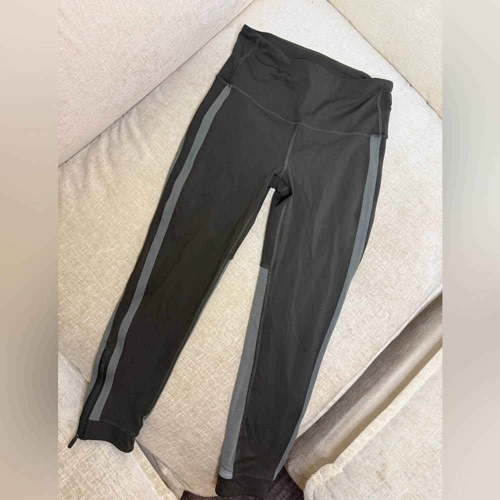 lululemon athletica Olive Green & Sheer Zip Leggings